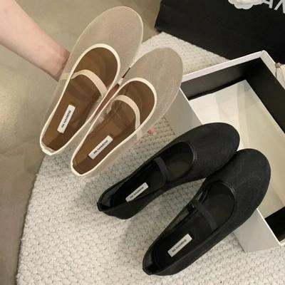 2025 Automne Tissu Mesh Ballerines Mode Peu Profondes Bride Dames Confort Semelle Souple Chaussures Mary Jane Chaussures Plates Femmes