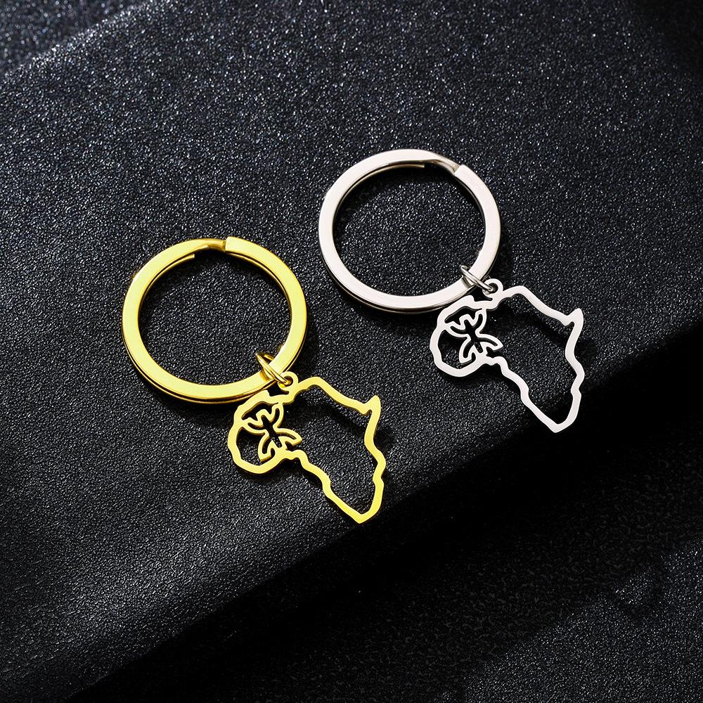 Ethnic Style Cross Pendant Keychain: Unisex Berber-Inspired Titanium Steel Accessory