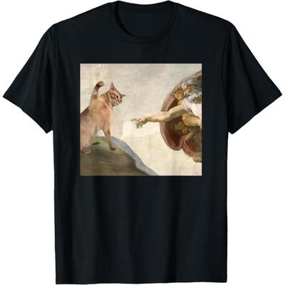 IFreya Lustige Katze Gott Schöpfung Adams Meme Jesus T-Shirt