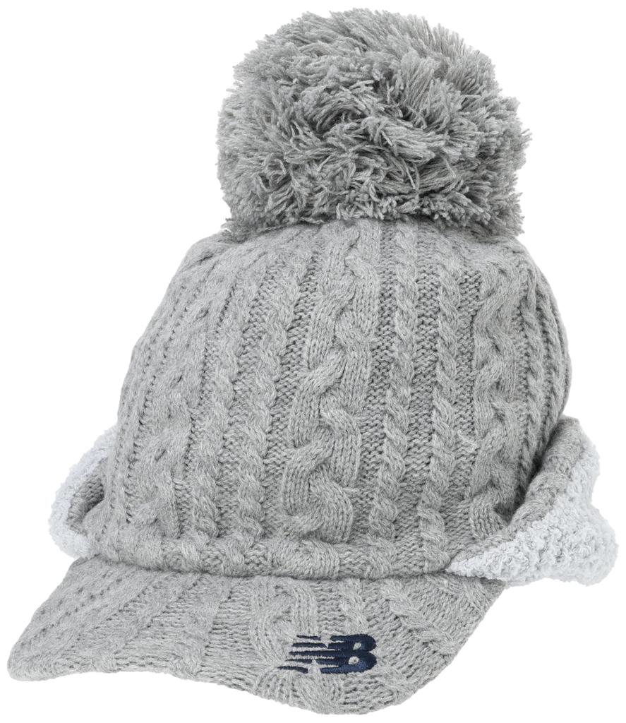 Golf 2WAY knit cap with brim ear FR [New Balance] (folded muffler) / Women's / 012-4287503 020_Gray