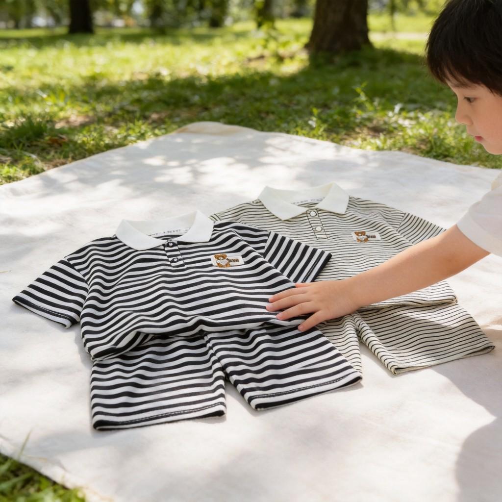 Baby Boy Summer Polo Shirt Shorts Set With Cottonlike Fabric For Toddler Playwear