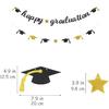 Happy Graduation Glitter Banner Graduation Congratulations Party Decorations Black Gold