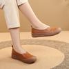 New Top‑Layer Cowhide Mom Slip‑on Shoes, Retro Shallow Mouth Flat Loafers, Anti‑Slip Wear‑Resistant Soft‑Sole Comfort Women Shoes SA‑7022