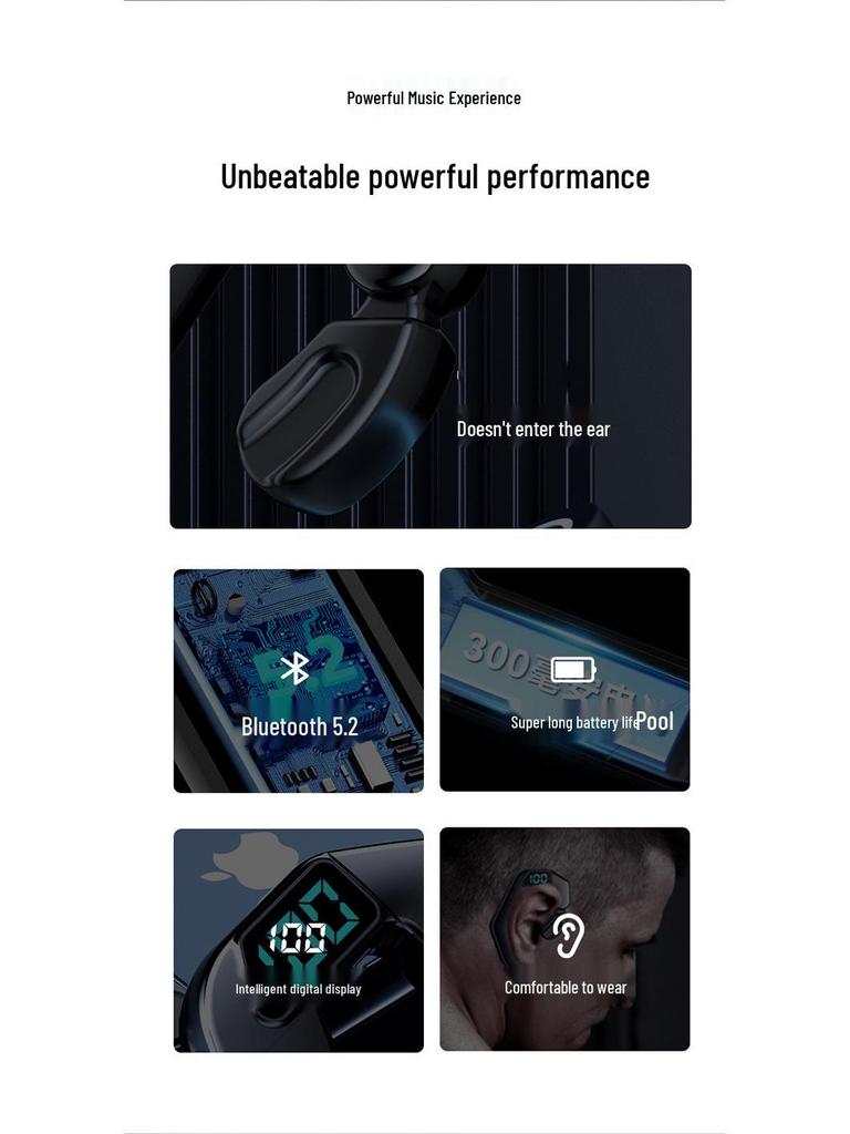 V19 Bluetooth-Ohrhörer: Neues Modell mit Digitalanzeige, einzelner Ohrbügel, Nicht-In-Ear-Design für Sport & Business.