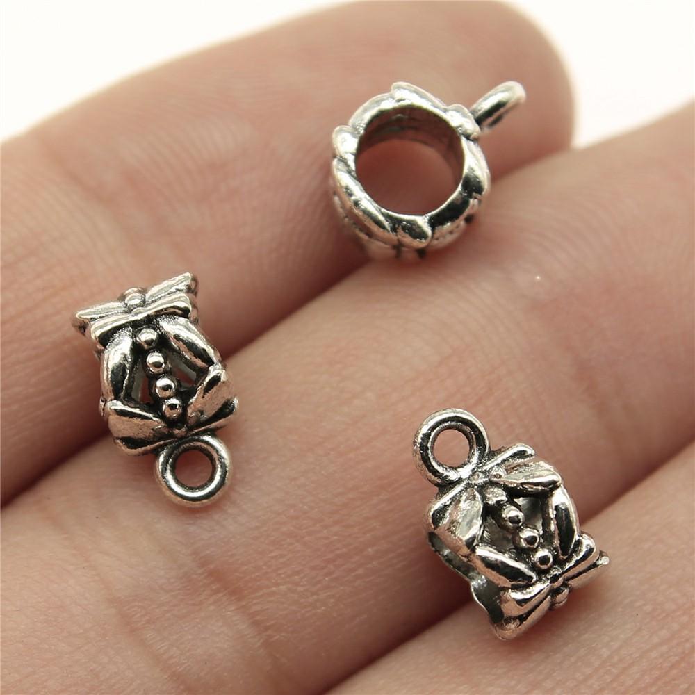 20pcs Bails Beads Connector Charms Jewelry Findings DIY Bails Beads Charms Connector Wholesale Antique Silver Color