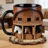 Artistic Equestrian Theme Drinking Cup Ceramic Coffee Mug With Flat 2D Print Horse Stable Pattern For Daily Use
