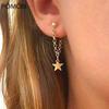 Mode Einfache Persönlichkeit Pentagramm Stern Zurück Hängende Tropfen Ohrringe Koreanische Metall Kette Baumeln Brincos Frauen Schmuck
