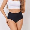 Sexy High-waisted Plus-size Tummy Control Women's Briefs with A Fashion Wavy Lace Trim Seamless Yoga Panties