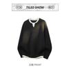 Mens Fake Two Piece Patchwork Thick Knit Loose Pullover Sweater
