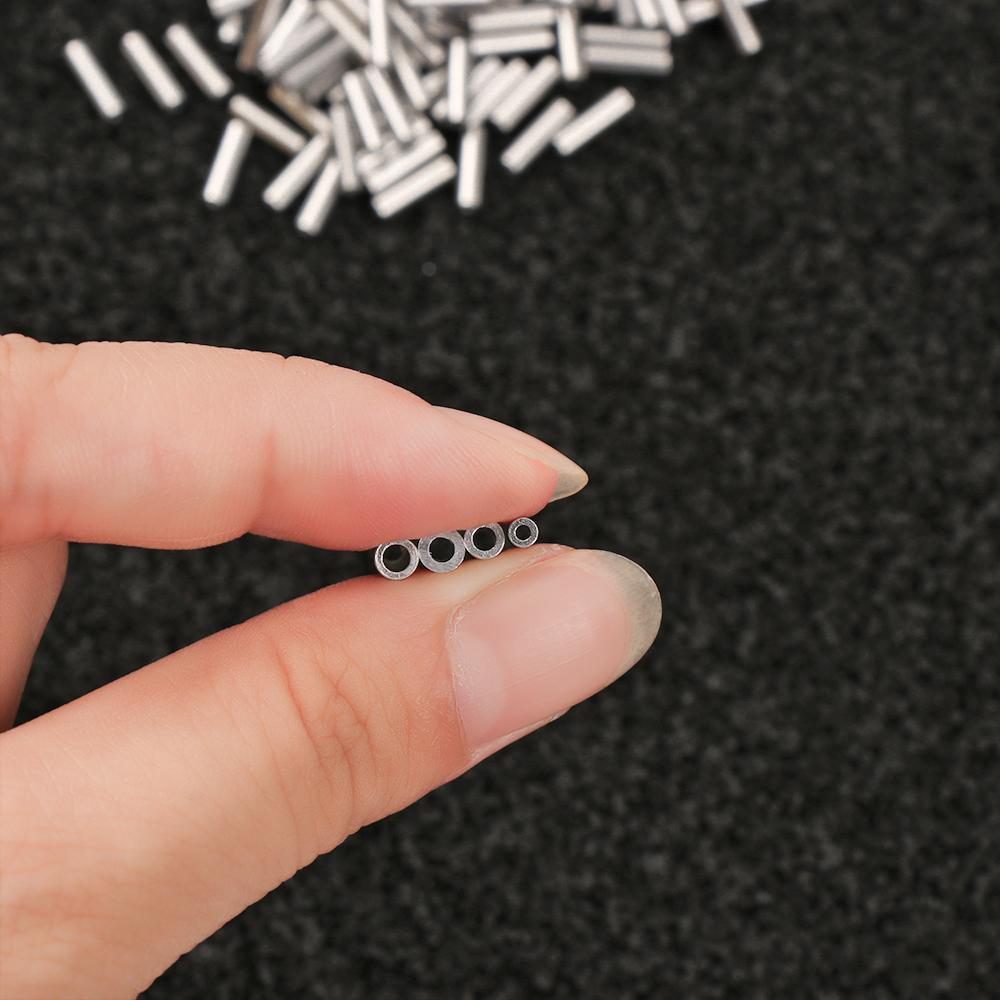 100Pcs Round Stainless Steel Fishing Tube Fishing Wire Pipe Crimp Sleeves Connector Fishing Line Accessories Tool