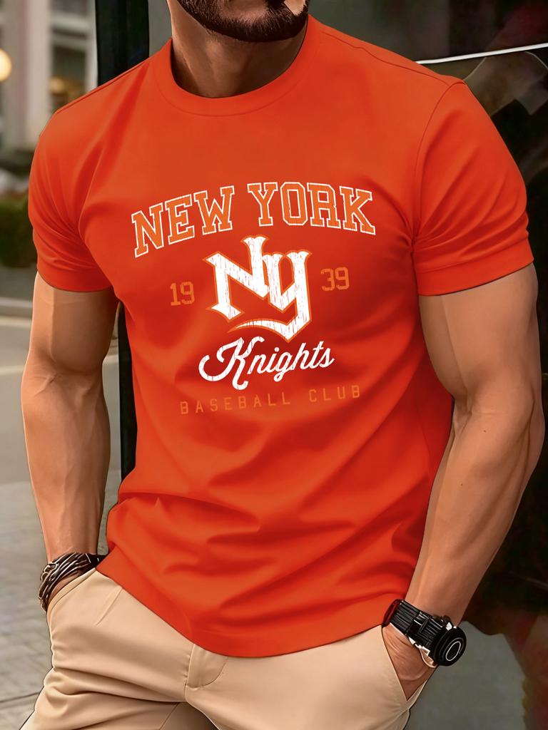 New York Baseball Club Printed TShirt Men Soft AllMatch T Shirts Cotton Casual Clothing Crewneck Oversize Man Short Sleeve