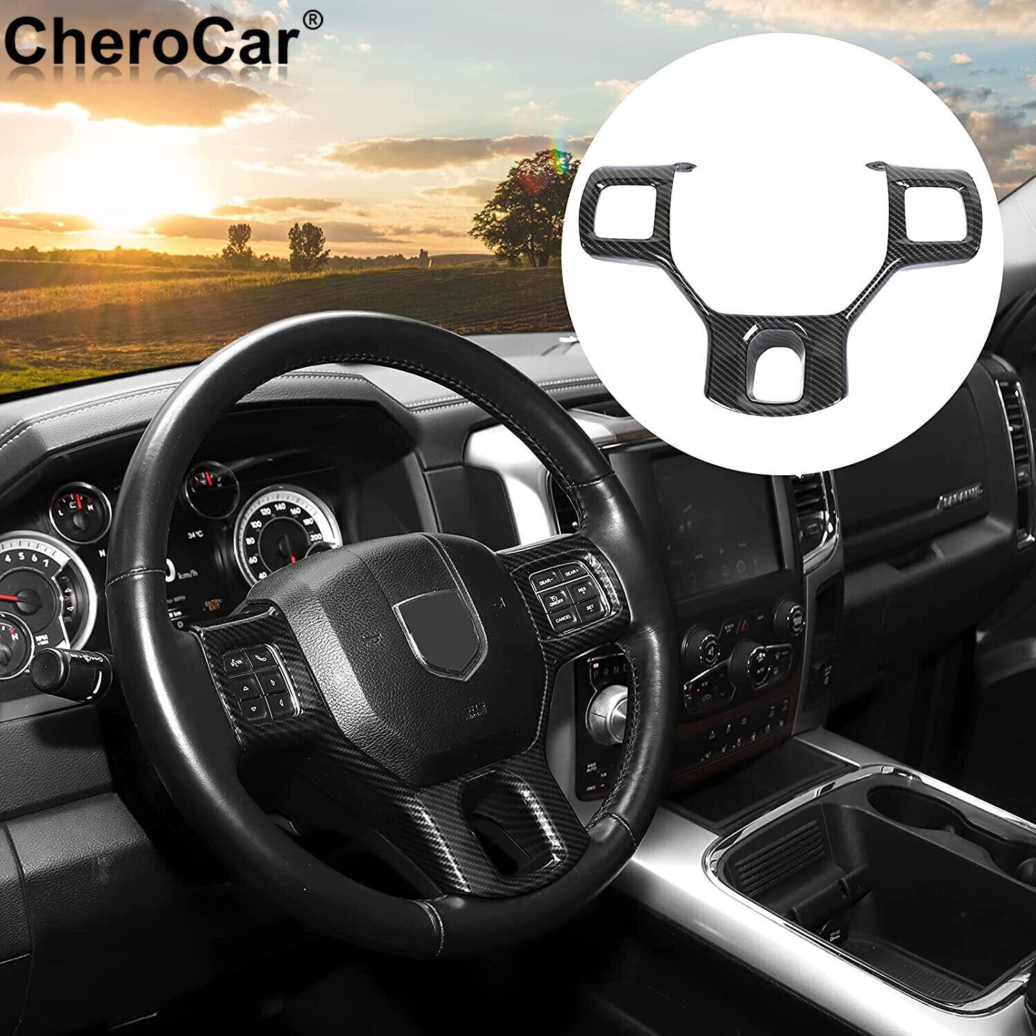 Carbon Fiber Steering Wheel Interior Cover Trim for 11+ Dodge RAM 1500 2500 3500