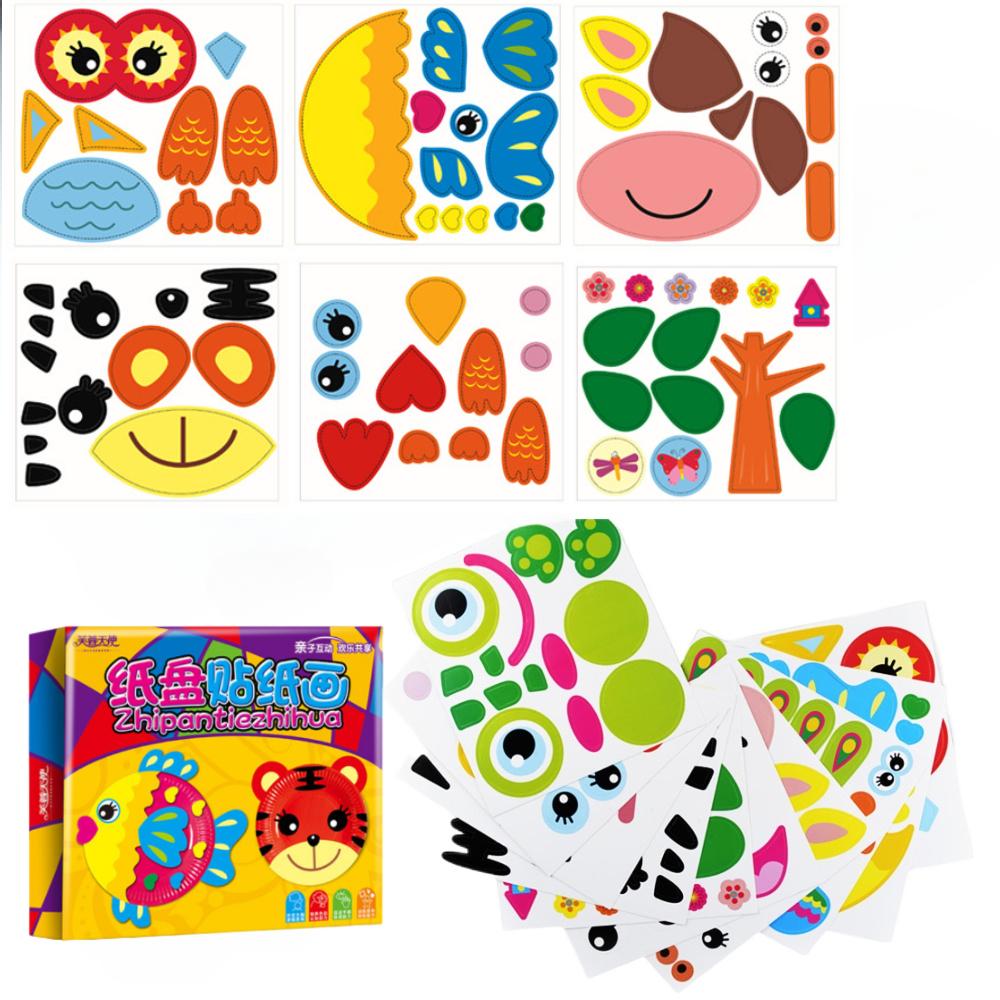 10 Wzorów Aktywności Imprezowe Zestaw Papierowych Talerzyków Zabawki, DIY Sztuka Zwierzęca Kreatywne Aktywności, Klasowe Ręcznie Robione Upominki Gry Prezenty