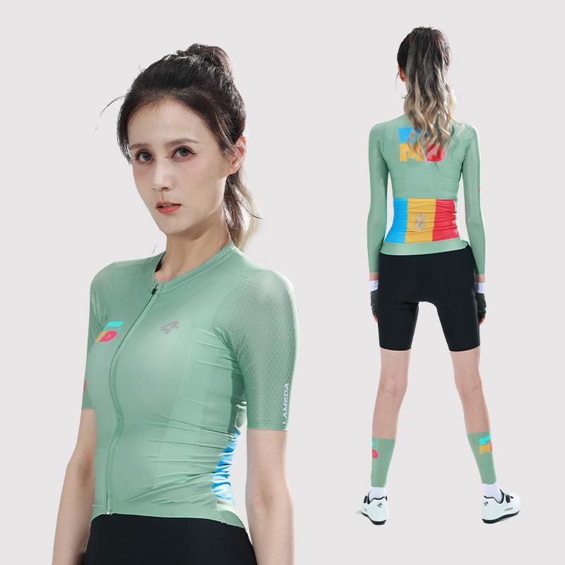 

Женская приталенная велосипедная джерси Dopamine - Короткий рукав, Легкая, для шоссейного и горного велоспорта весной/летом S зелёный