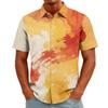 Men's Casual Short Sleeve Button Down Shirt Fashionable National Team Style Abstract Ink Print Summer Vacation Shirt