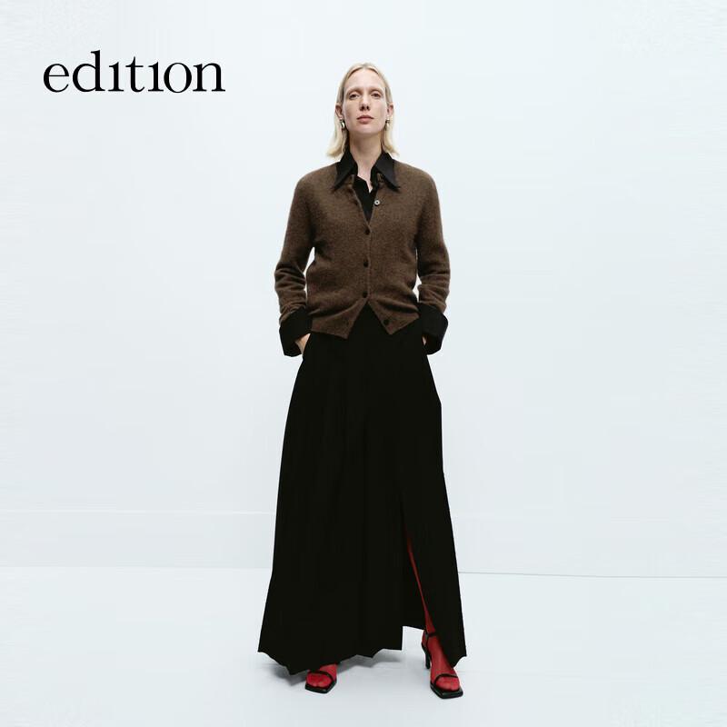 Edition Women's V-Neck Camel Yak Blend Cardigan