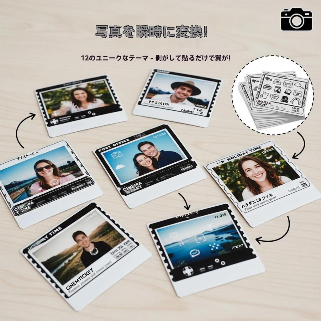 Vintage Photo Frame Stickers for Fujifilm Instax Wide 400 300 210 EVO Instant Camera Retro Style Camera Accessories for Scrapbook Decoration DIY Craft