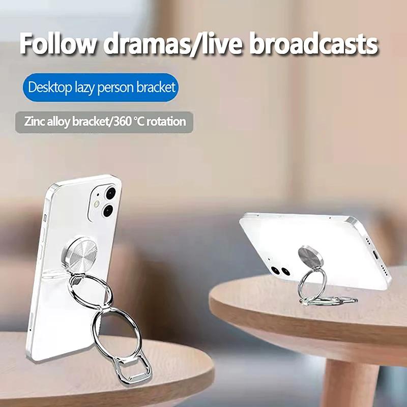 Metal Foldable Phone Holder 360 Degree Rotation Stand Double Finger Ring Round Cellphone Universal Portable Metal Kickstand