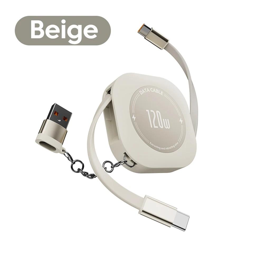 

120W Fast Charging Type C to Type C Retractable Cable For iPhone 15 16 USB C Cable with Type C To USB A/Lightning Male Adapter
