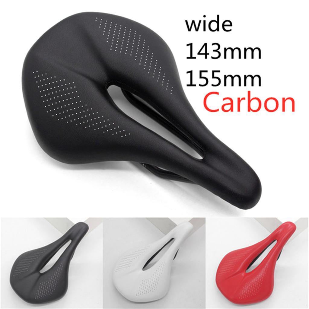 Leather Carbon Fiber Bike Seat Breathable Bike Saddle Cushion Shock Absorption Hollow Cycling Saddle Seats for Men Women