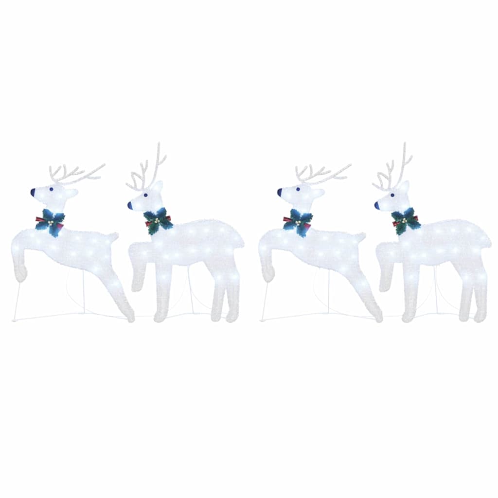 LED Reindeer Set 4 pcs Silver Fabric