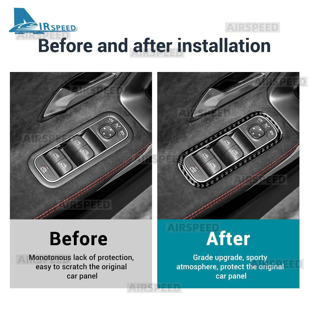 Real Soft Carbon Fiber Trim Sticker For Mercedes Benz A CLA Class W177 W118 C118 2020-2025 2025 Car Window Lift Control Frame