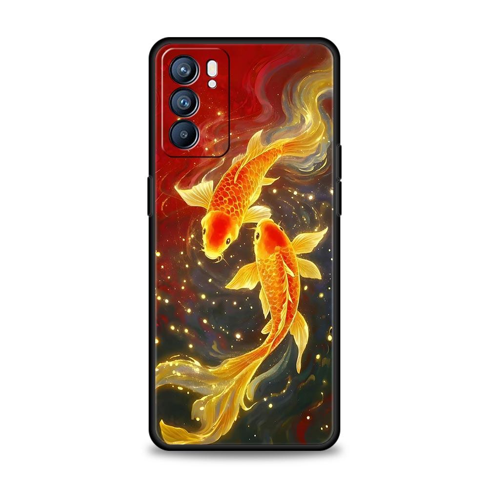 Goldfish Swimming Phone Case For Oppo A17 A31 A54 A57 A78 A79 A98 Find X5 X6 Reno 6 7 8 10 11 12 13 F Pro 5G Soft TPU Cover Bags