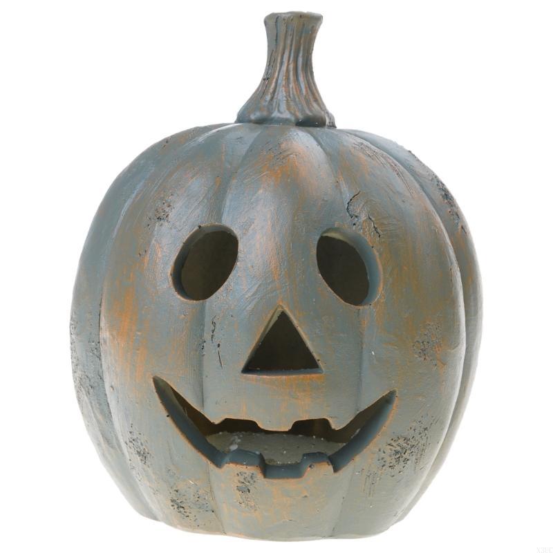 Resin Pumpkin Lantern with Hand-Carved Outdoor Indoor Autumn Festival Decoration Party Supplies X3UC