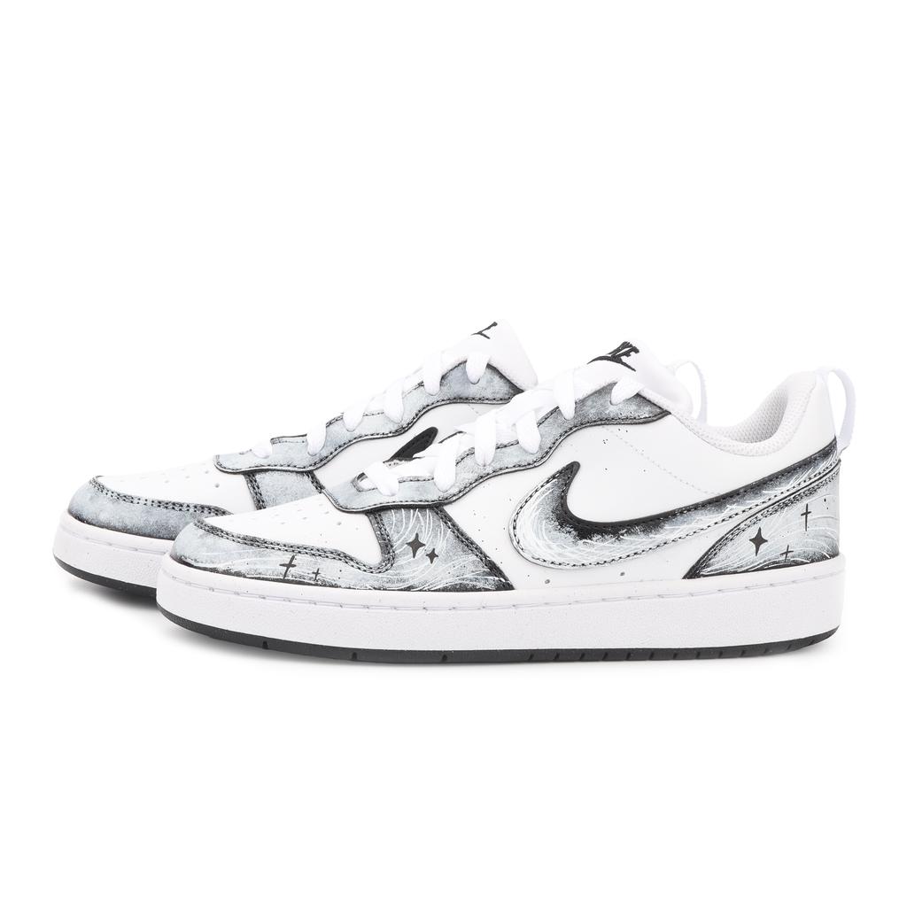 Nike Court Borough White Night Echo Slip Resistant Abrasion Resistant Low top Skateboard Shoes Unisex Black White DV5456-131(Team1715-)