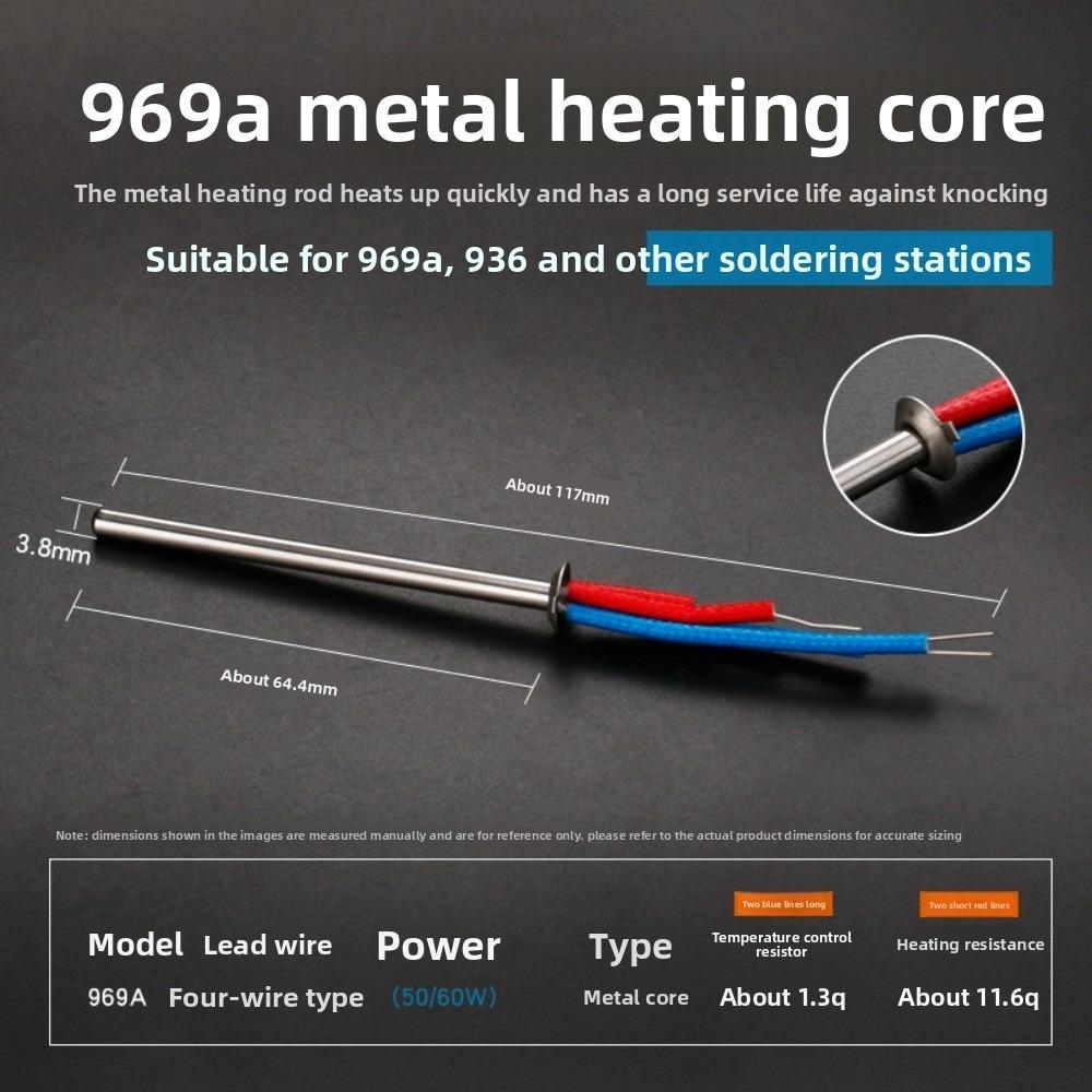 New 50W 24V 936 Heating Element High-frequency 969A 203H High-power Ceramic Heater Core 4-wire Adapter Heating Wire Tool