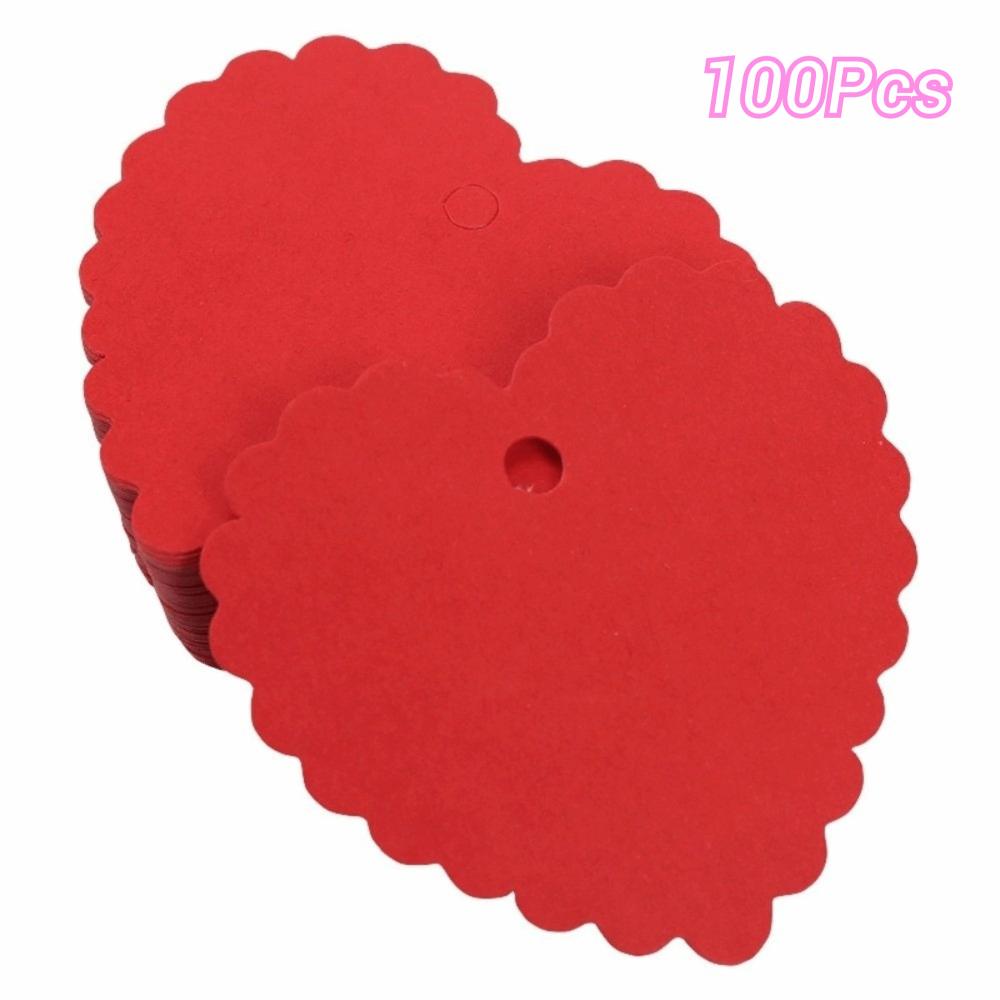 100pcs DIY Valentine's Day Tags Heart Shape Blank Red Pink Paper Gift Labels Hanging Decoration Heart Shaped Cards