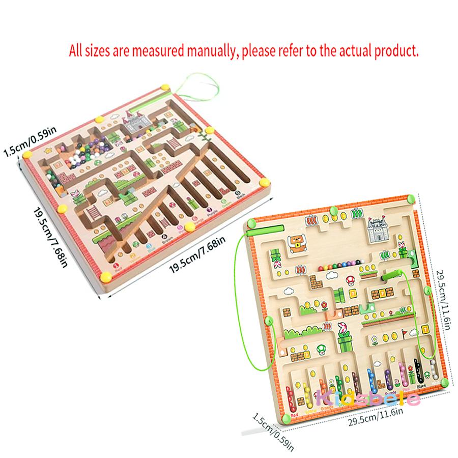 Montessori Maze Board Game Number Color Sorting & Fine Motor Skills Wooden Magnetic Rolling Maze Educational Toys For Toddlers