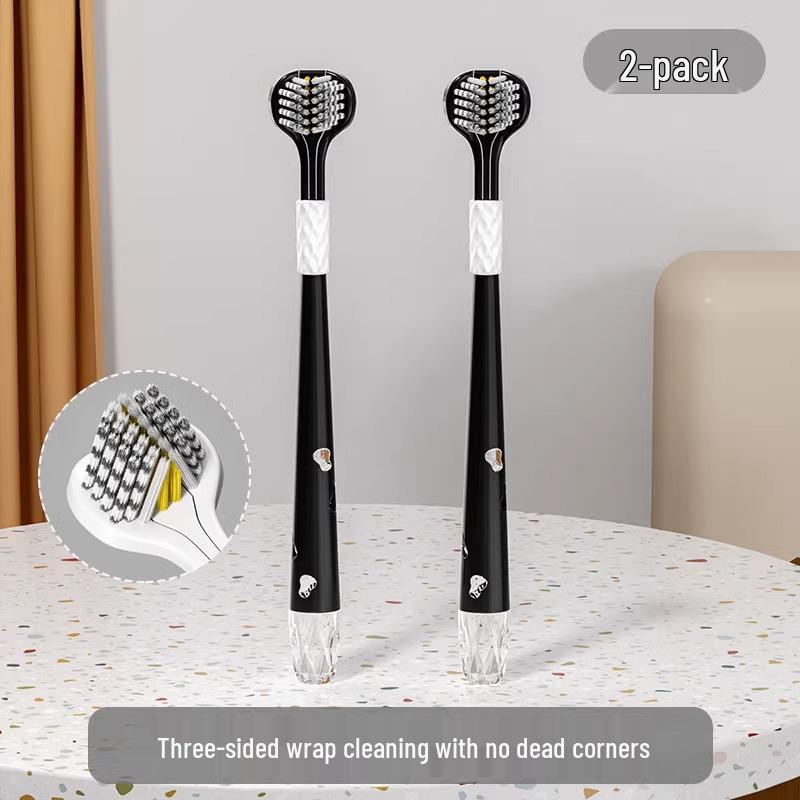 Brosse à Dents Adulte à Soies Douces Triple Face pour Hommes et Femmes - Lot Familial en Forme de U