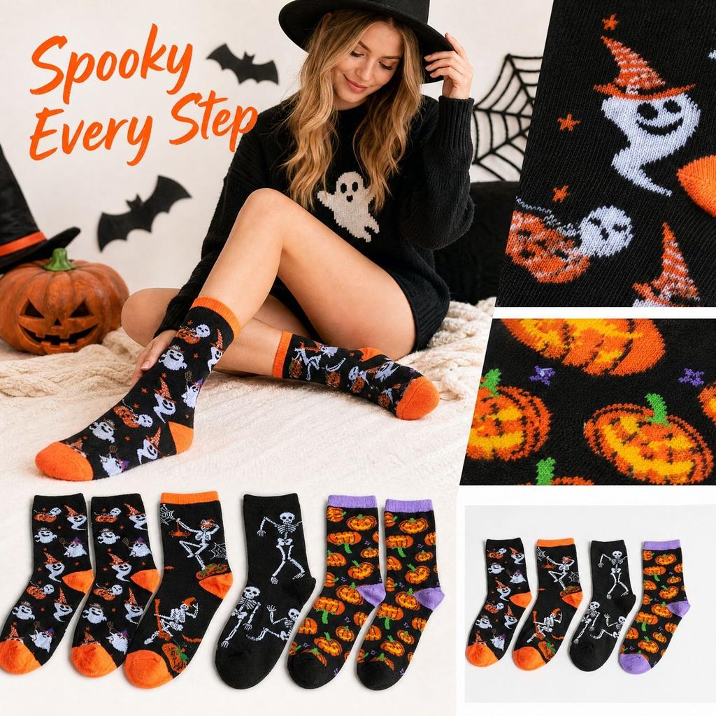 Halloween Printed Mid-Calf Socks Wicking Breathable Socks for Men Women Casual Daily Wear