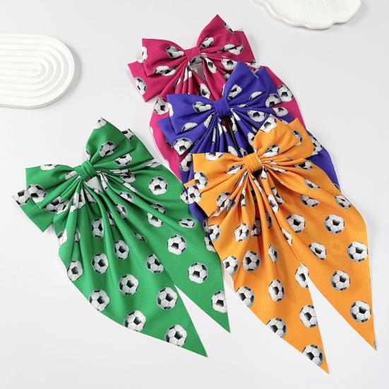 Girl Hairpin Extra Large Ribbon Bowknot Design Back Head Hair Clip Soccer Pattern Spring Hair Pin Party Hair Accessory