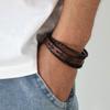 Men's Woven Leather Magnetic Buckle Bracelet with Embossed Design