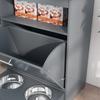 Pet Feeder Station, Dog, Cat Storage Container, with Raised Bowls, Hanger, Cabinet - Grey