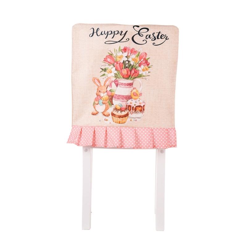 Easter Theme Chair Cover, Indoor Decorative Gnomes Cute Rabbit Pattern Chair Cover, Cute Cartoon Style Home Decorations