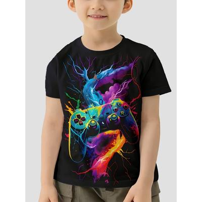 Παιδικά Ρούχα Παιδικά Ρούχα Πολύχρωμο T-shirty με Χειριστή Παιχνιδιού T-shirt για Αγόρι Παιδικά Ρούχα Αγόρια Μπλούζες Κοντομάνικες