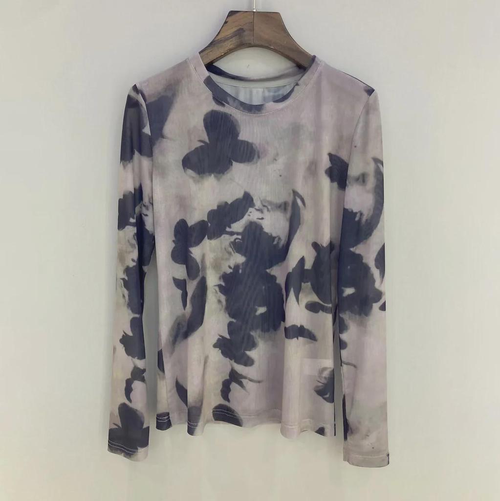 Włoski Styl Elegancka 2024 Letnia Artystyczna Rozmazana Niepillingująca Koszula Damska