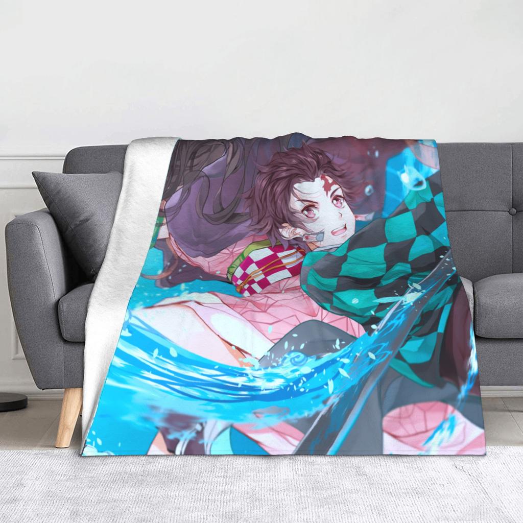 Kyojuro Rengoku Kimetsu No Yaiba Blanket Velvet Spring Autumn Japanese Anime  Multifunction Throw Blanket for Sofa Bedroom Quilt