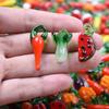 15pcs Mixed Glass Pepper Cherry Cabbage Pendants For Jewelry Making Supplies Red Apple Fruit Charm Pendant DIY Keychain Material
