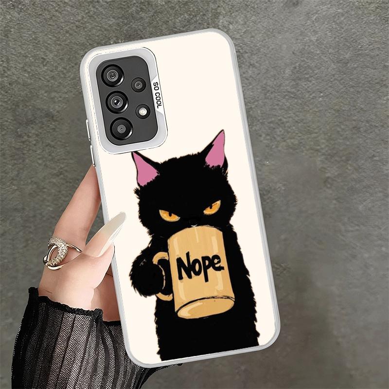 Black Cat Cartoon Cute Shockproof Phone Case for Samsung A17 A16 A15 A14 A37 A57 A36 A56 A26 A35 A55 A25 A34 A54 A24 A13 A23 A33
