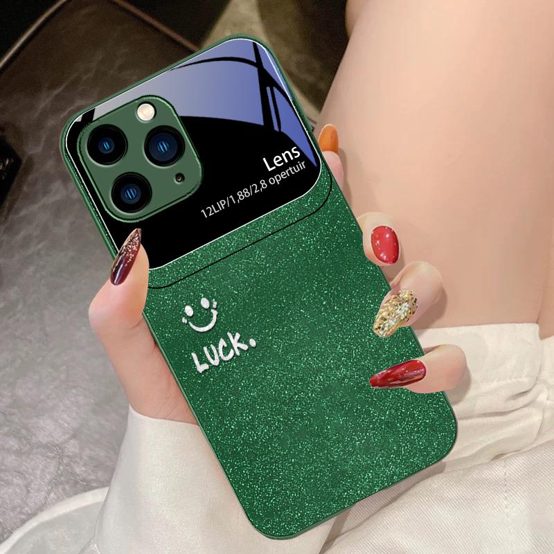 

Sunshine Smile Silver For IPhone 16 Pro Max 15 Pro 14 13 12 Mini 11 XS Max XR 7 8 Plu SE 2022 Tempered Glass Phone Case For iPhone 16 Pro