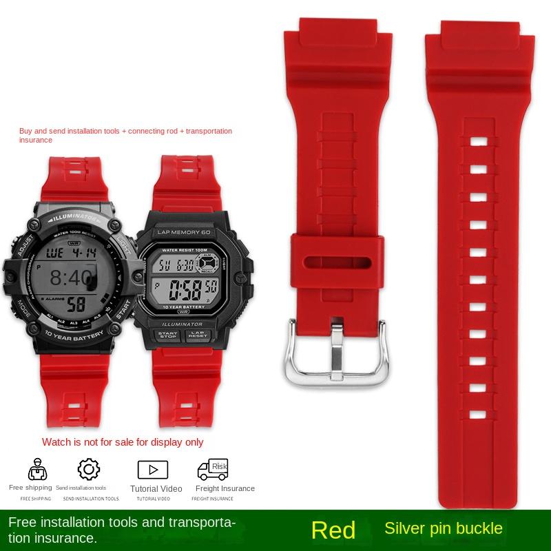18mm pryskyřičný řemínek k hodinkám pro řadu Casio WS-1400H/1300/1500 W-737H AE1500 vodotěsný silikonový řemínek k hodinkám Gumový pás