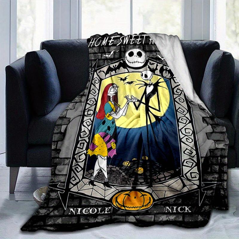 1pc. Halloween Nightmare Before Christmas Home Sweet Home Blanket, Cute Cartoon Jack Skellington Sally Pumpkin Decorative Throw Blanket, Per