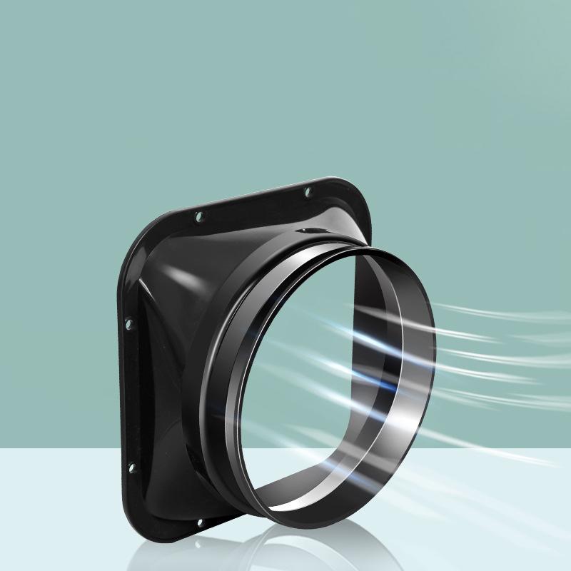 Black ABS Wall Flange Adapter Air Ventilation Duct Fan Hose Connector for Kitchen Hood Ventilator Pipe Connecting Exhaust Outlet