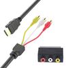 2Pcs/Set RCA Cable HDMI-compatible Male to 3RCA PVC 3 RCA to SCART Adapter for TV