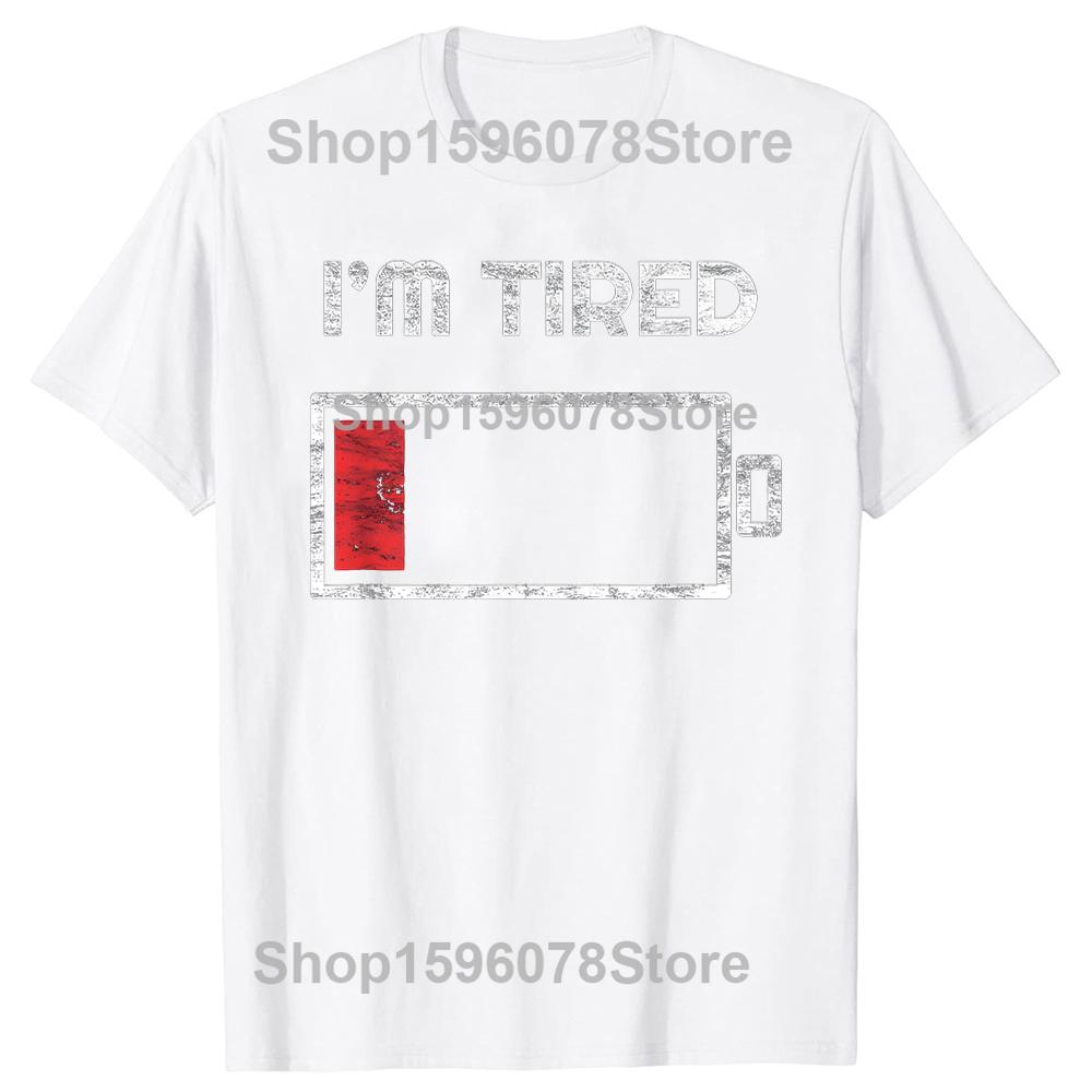 Im Tired Low Battery T Shirt Empty Phone Summer Men Clothing Fashion T Shirts Cotton Short Sleeve Oversized Loose Tshirt Tops