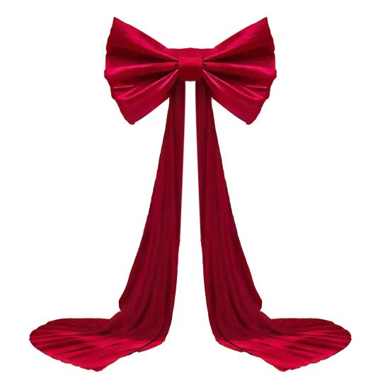 Extra Nagy Piros Bársony Masni Piros Bársony Csokornyakkendő Karácsonyi Dísz Arany Metál Szállal Fa Girland Ünnepi Dekoráció